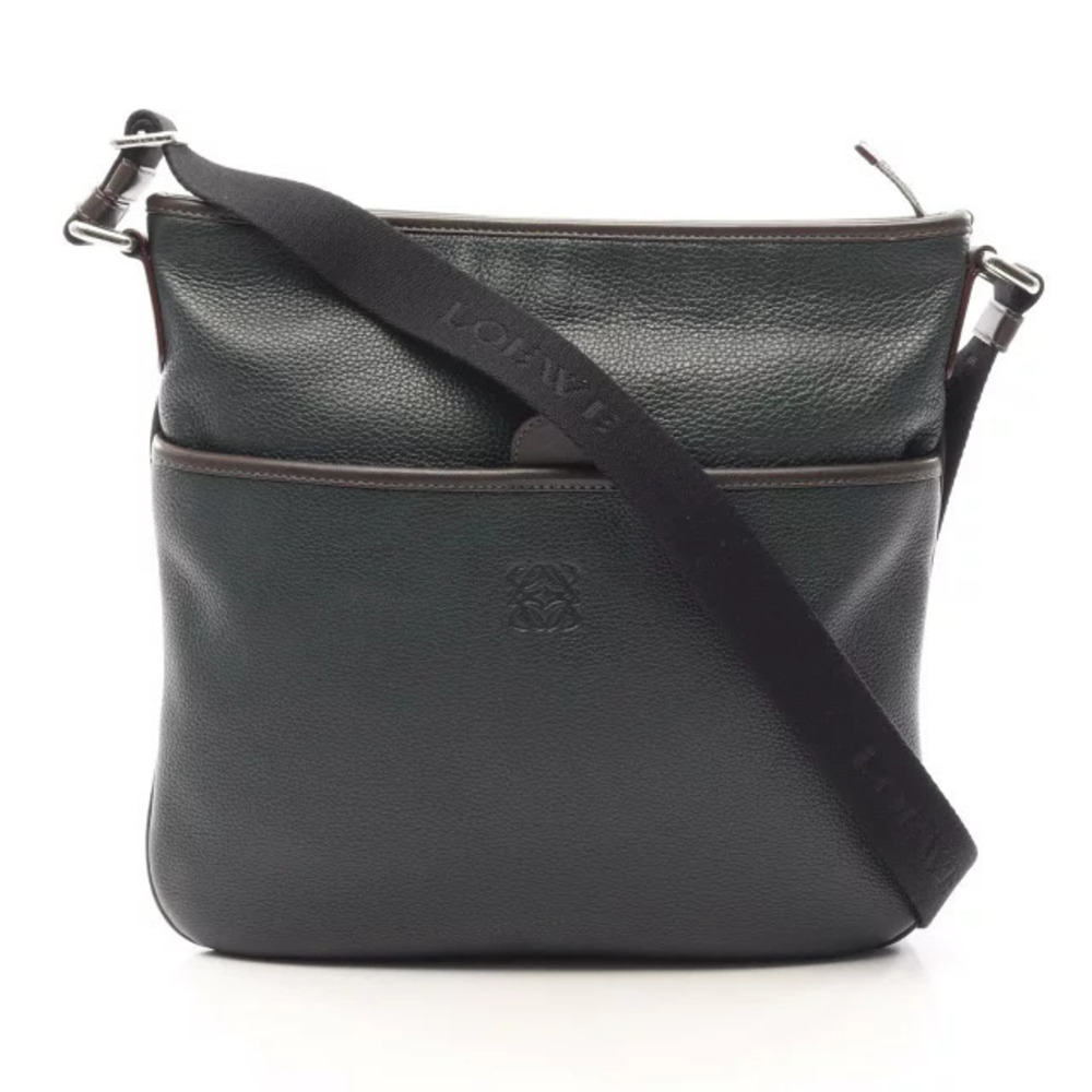 Loewe Anagram Leather Shoulder Bag Green Brown